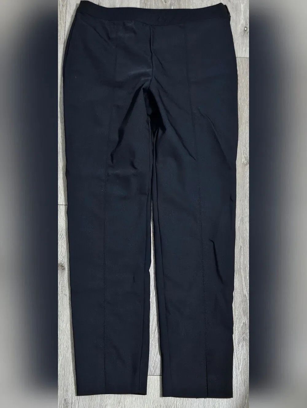 ST JOHN Knit Slim Leg Ankle Slit Pants Sz 6 Black